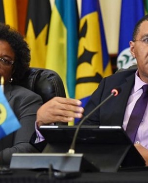 Prime Ministers Andrew Holness and Mia Mottley