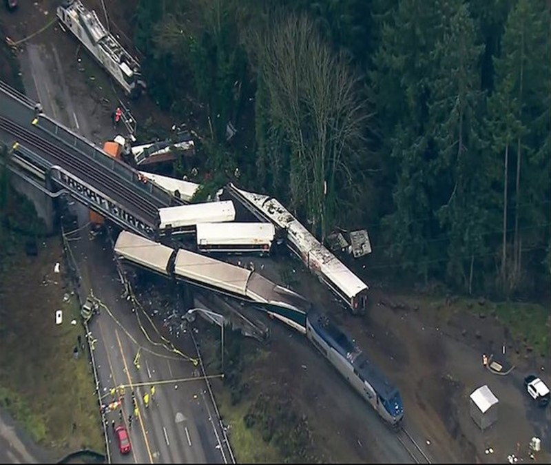 Amtrak Train Hurtles off Overpass; At Least 6 Killed