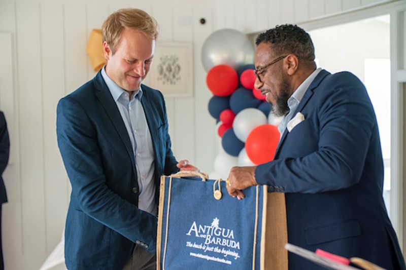 ABTA CEO Colin C. James makes presentation to British Airways Partnerships Manager Marc James visiting from the UK