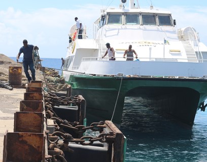 Jaden Sun ferry at Port Plymouth, Montserrat