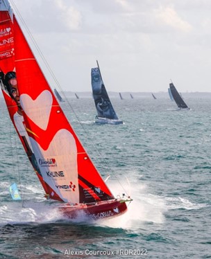 Route du Rhum vessels compete in the open water.