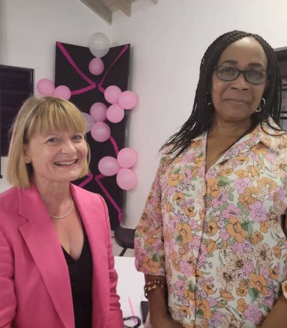 Governor Sarah Tucker and President of the Pink Ribbon Charity Montserrat, Sonia Charles.