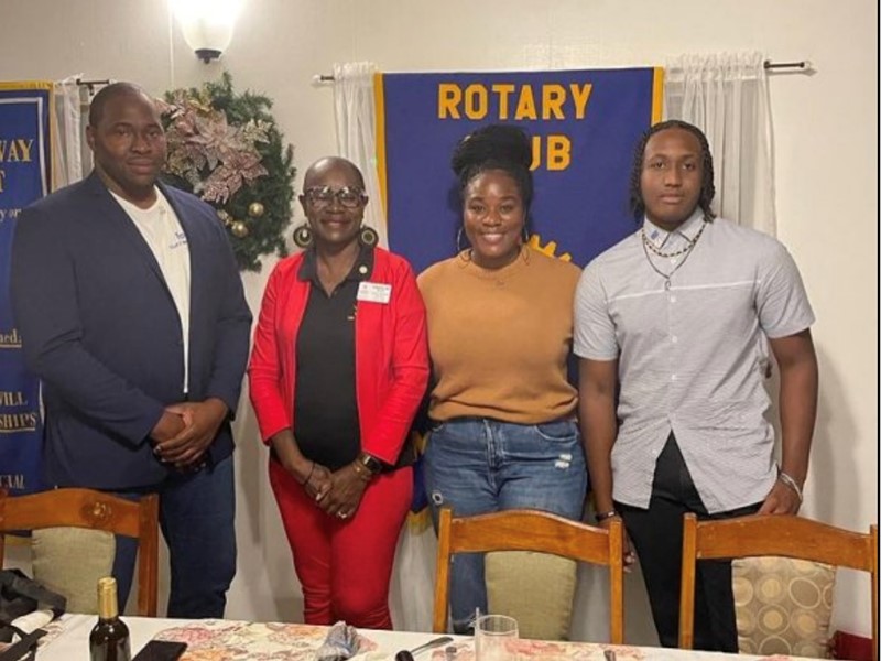 Left to Right:  President of The Rotary Club of Montserrat Jenzil Skerritt, Assistant Governor for Rotary Clubs in Antigua and Montserrat Evangelien Allen,  President of The Rotaract Club of Montserrat  Anna Johnson President of The Interact Club of Montserrat Dominick Archer. 