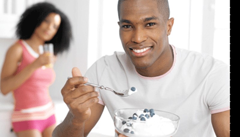 black man eating healthy