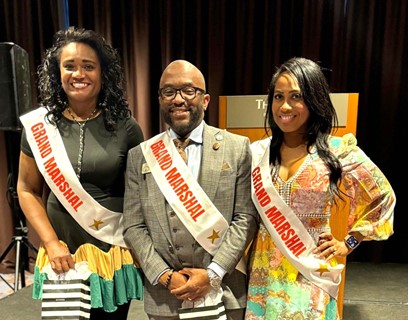 2024 Grand Marshals (From L-R) Donna McLeod,  Segun Adeyina and Le'Dor Milteer at the recent 2024 Atlanta Caribbean Carnival Press Conference
