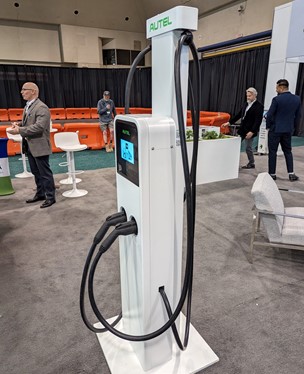 Electric charging station on display at the 2023 Canadian International AutoShow 