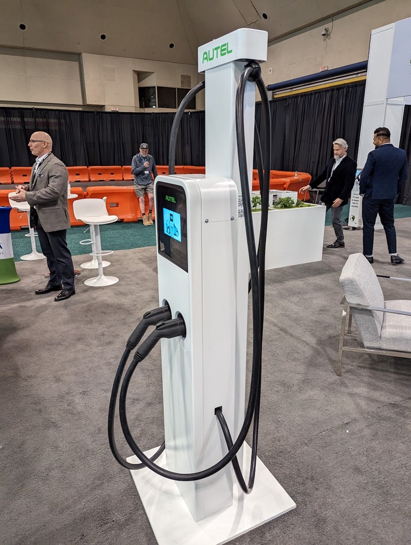 Electric charging station on display at the 2023 Canadian International AutoShow 