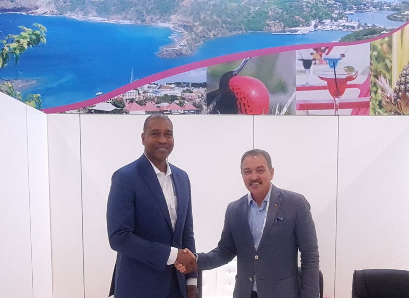 Royal Caribbean Agreement signing with Russel Benford VP of Government Relations, Americas RCG and Antigua and Barbuda Minister of Tourism and Investment The Hon Charles Fernandez