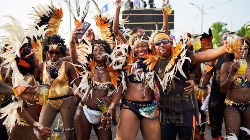 Revellers enjoying Nevis Carnival